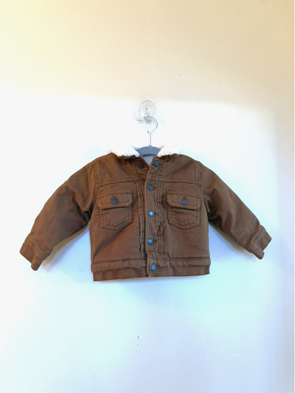 Baby GAP Brown Sherpa Lined Denim Jacket 12-18 months